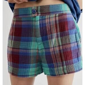 Free People Isla Plaid Shorts w/pockets size 12